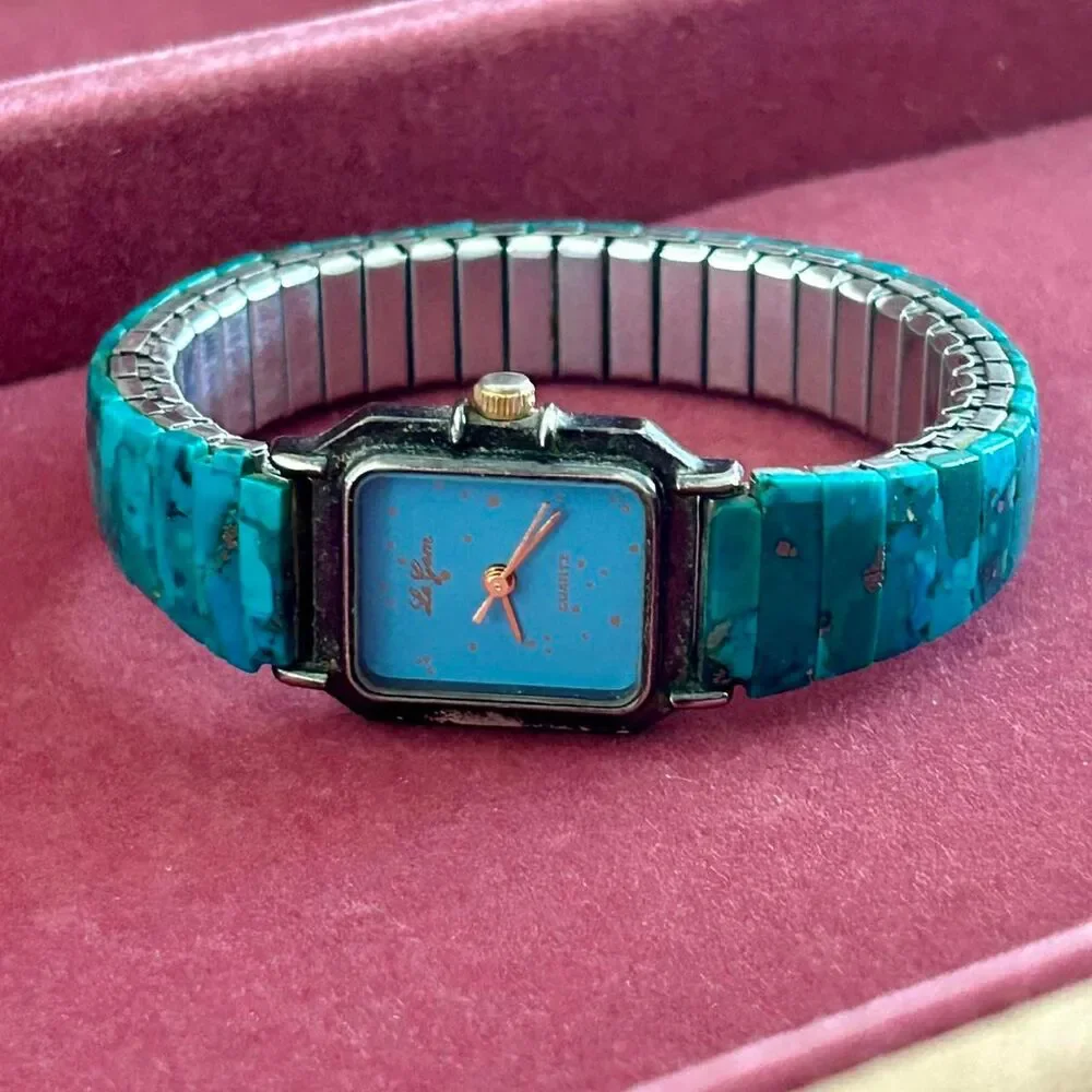 Vintage Blue Turquoise Southwest Stretch Band Watch